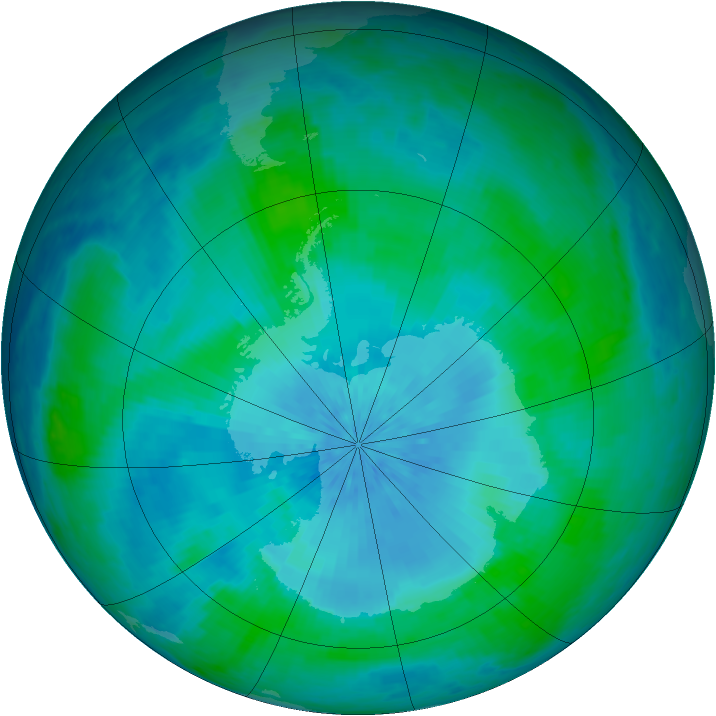 Antarctic ozone map for 22 February 2002